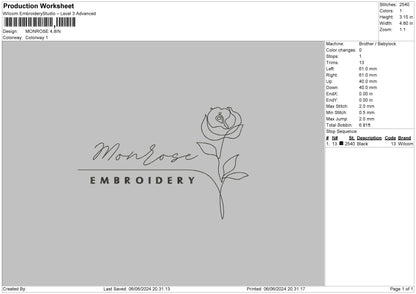 Manrosetext Embroidery File 6 sizes