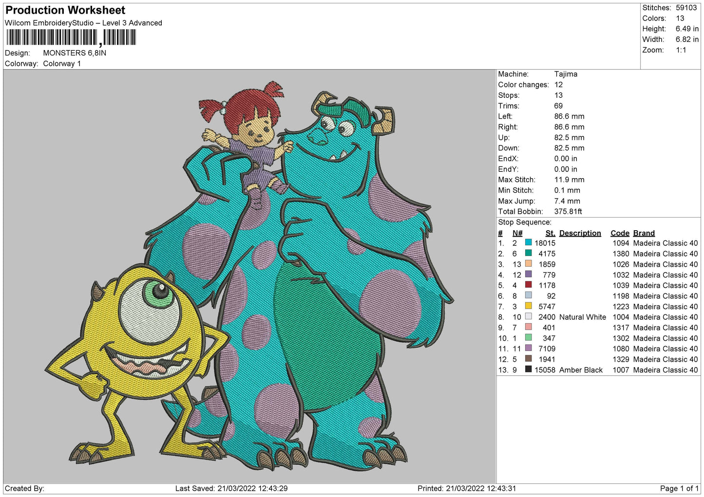 Monsters Embroidery File 4 size