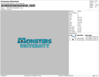 Monster Univeristy Embroidery File 4 sizes