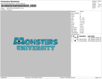 Monster Univeristy Embroidery File 4 sizes