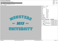 Monster University Est 1313 Embroidery File 4 sizes