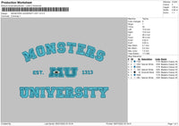 Monster University Est 1313 Embroidery File 4 sizes