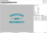 Monster University Est 1313 Embroidery File 4 sizes