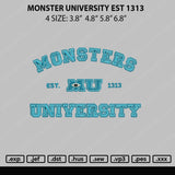 Monster University Est 1313 Embroidery File 4 sizes