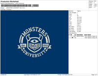Monster University MU Embroidery File 4 sizes