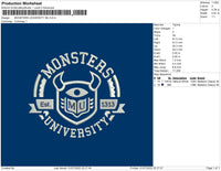 Monster University MU Embroidery File 4 sizes
