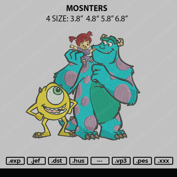 Monsters Embroidery File 4 size