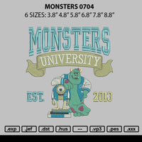 Monsters 0704 Embroidery File 6 sizes