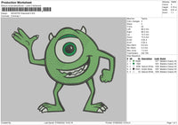 Monster Mike Embroidery File 5 sizes