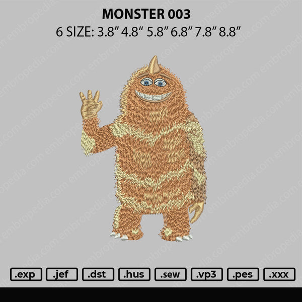 Monster 003 Embroidery File 6 sizes