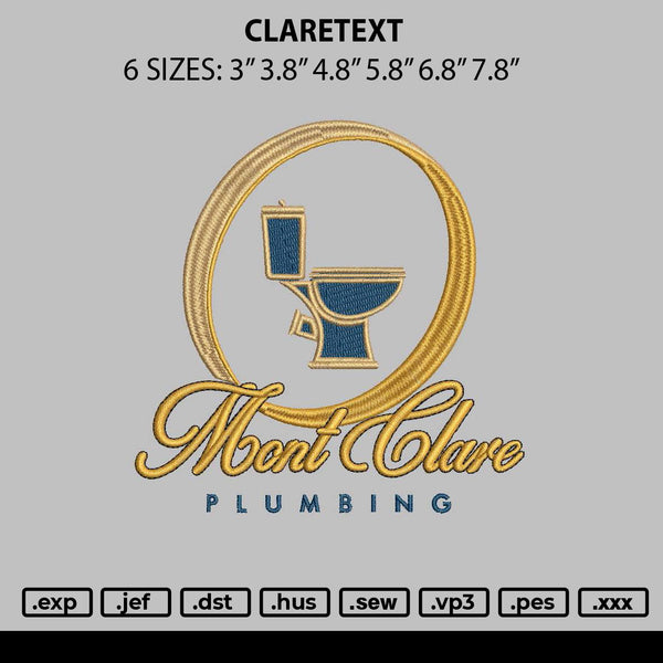 Claretext Embroidery File 6 sizes