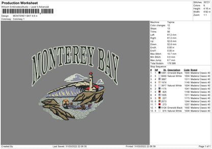 Monterey Bay Embroidery File 4 size