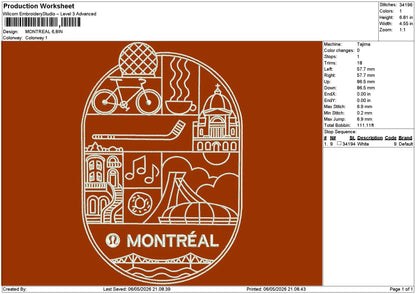 Montrealtext Embroidery File 6 sizes