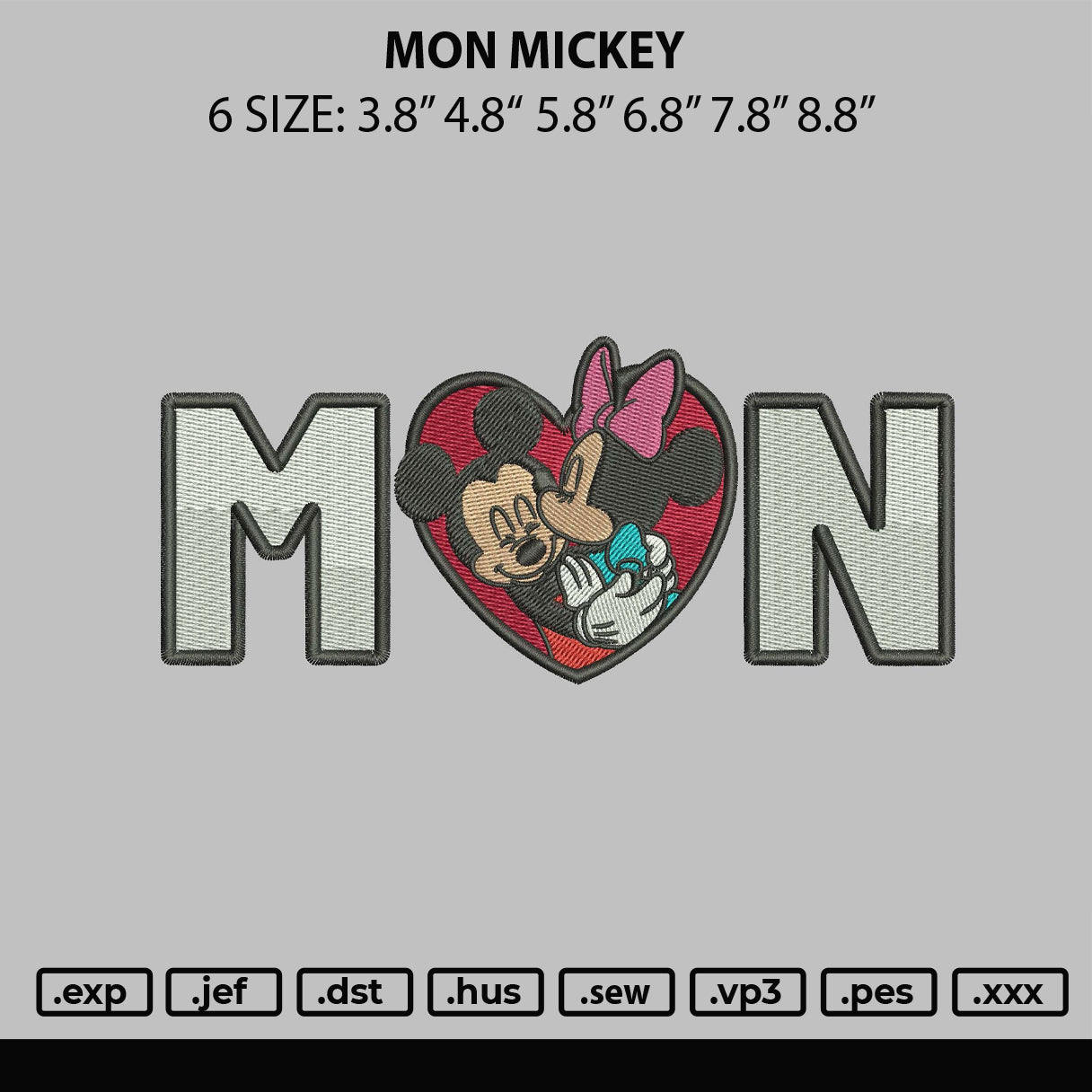 Mon Mickey Embroidery File 6 sizes