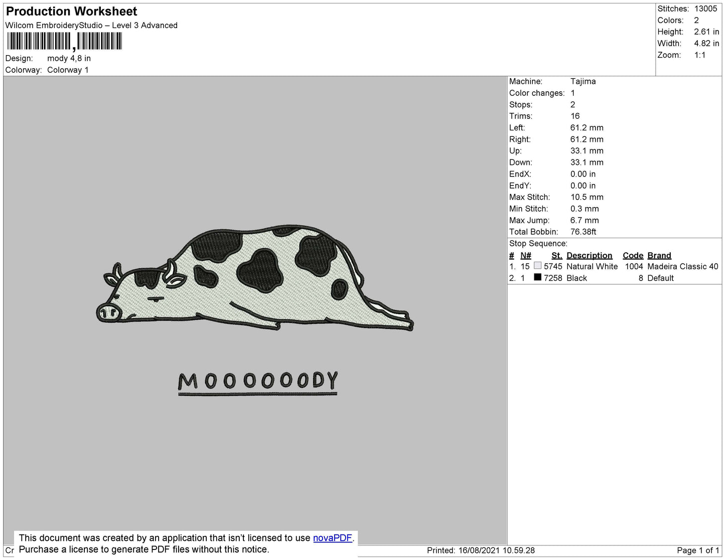 Moody Embroidery File 4 size