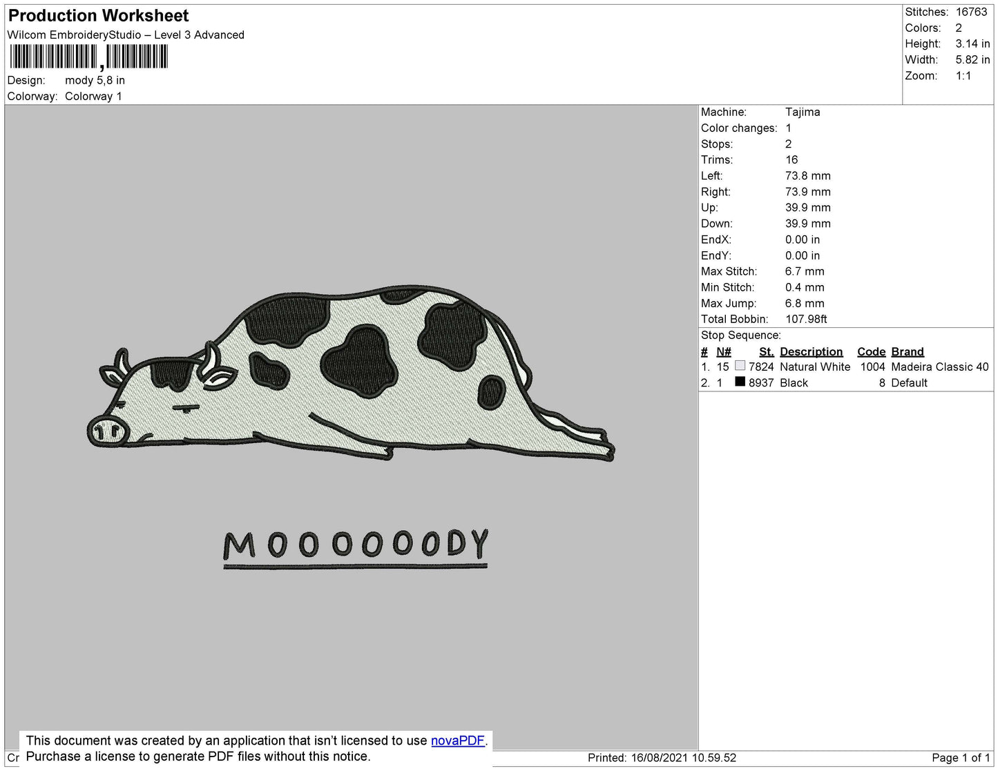 Moody Embroidery File 4 size