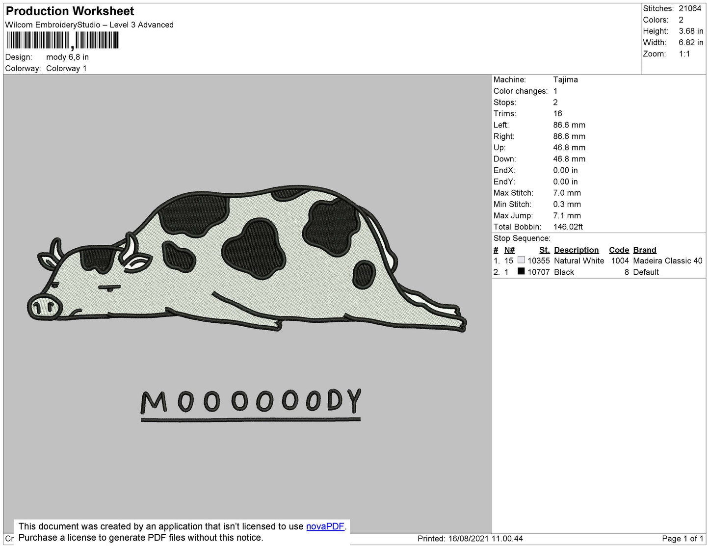 Moody Embroidery File 4 size