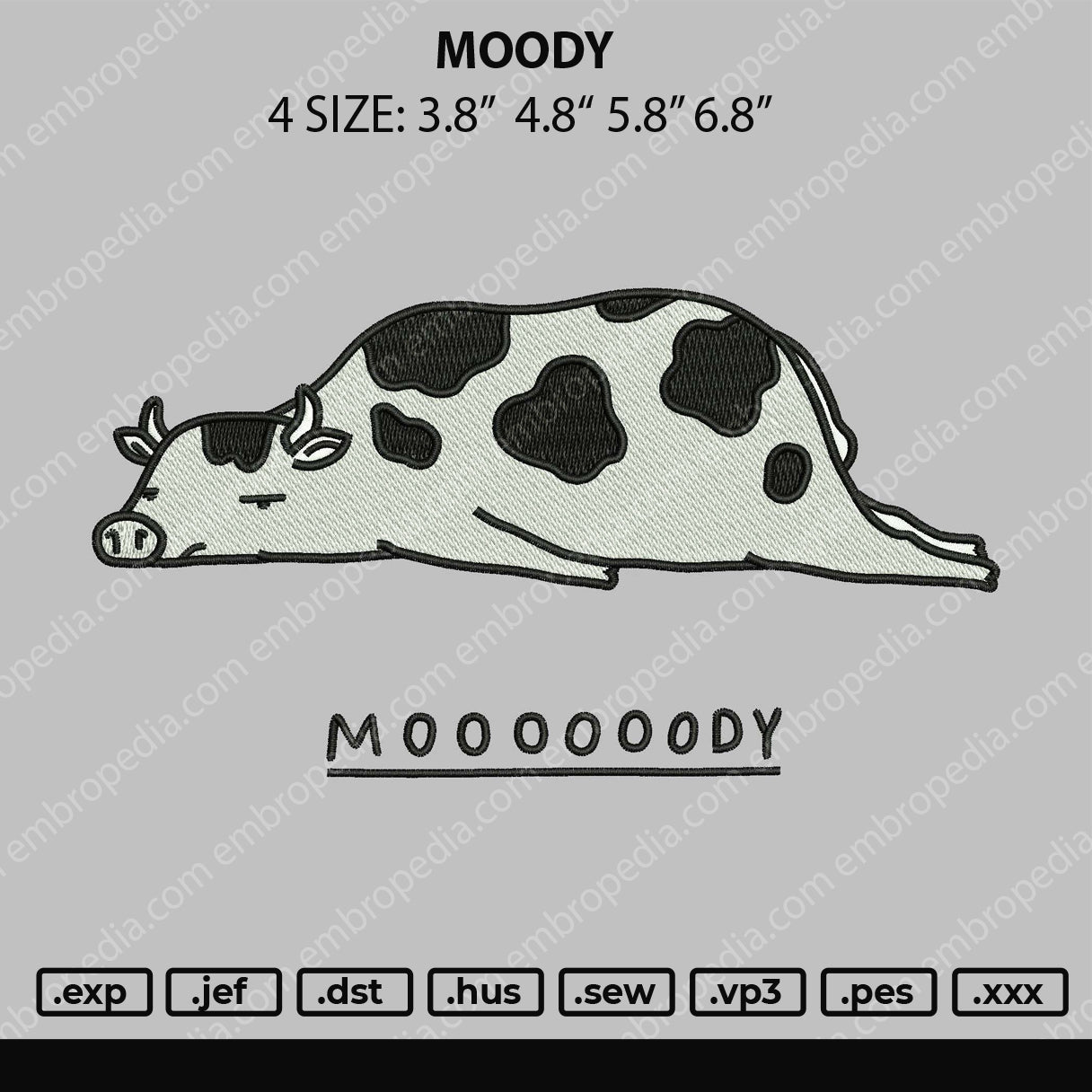 Moody Embroidery File 4 size