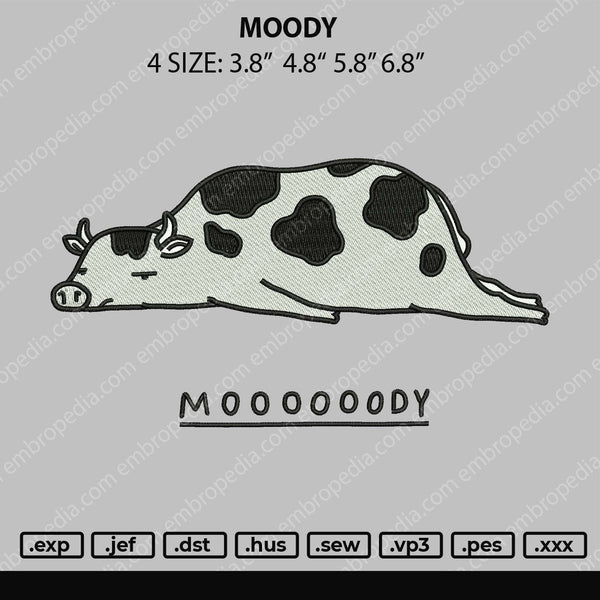 Moody Embroidery File 4 size