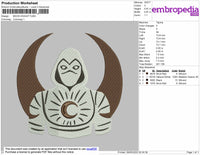 Moon Knight Embroidery File 4 size