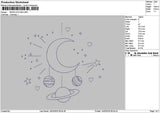 Moon Outline Embroidery File 6 sizes