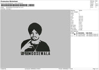 Moosewala Silhouette Embroidery File 4 size