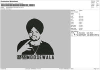 Moosewala Silhouette Embroidery File 4 size