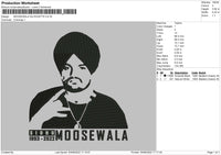 Moosewala Silhouette Embroidery File 4 size