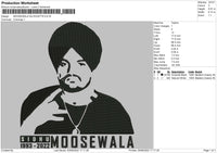 Moosewala Silhouette Embroidery File 4 size