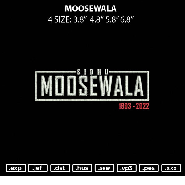 Moosewala Embroidery File 4 size