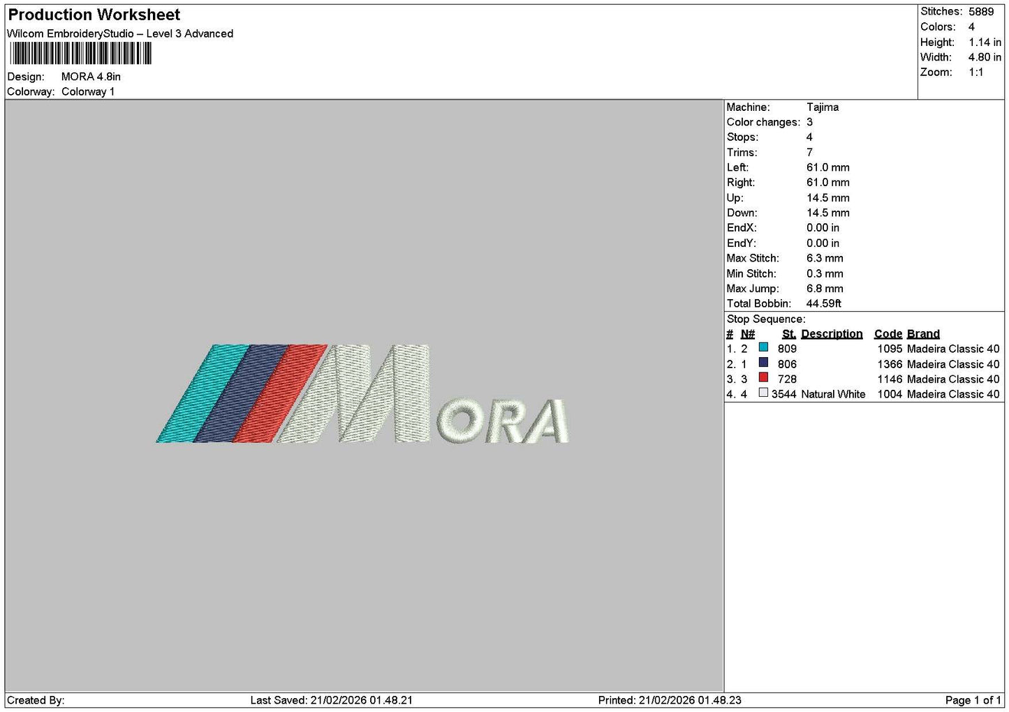 Moratext Embroidery File 6 sizes