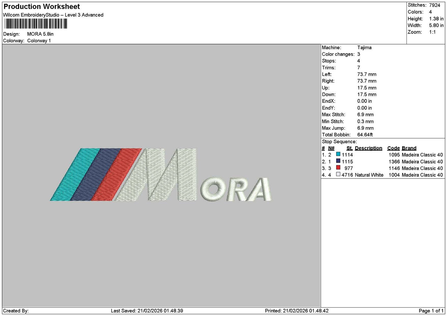 Moratext Embroidery File 6 sizes