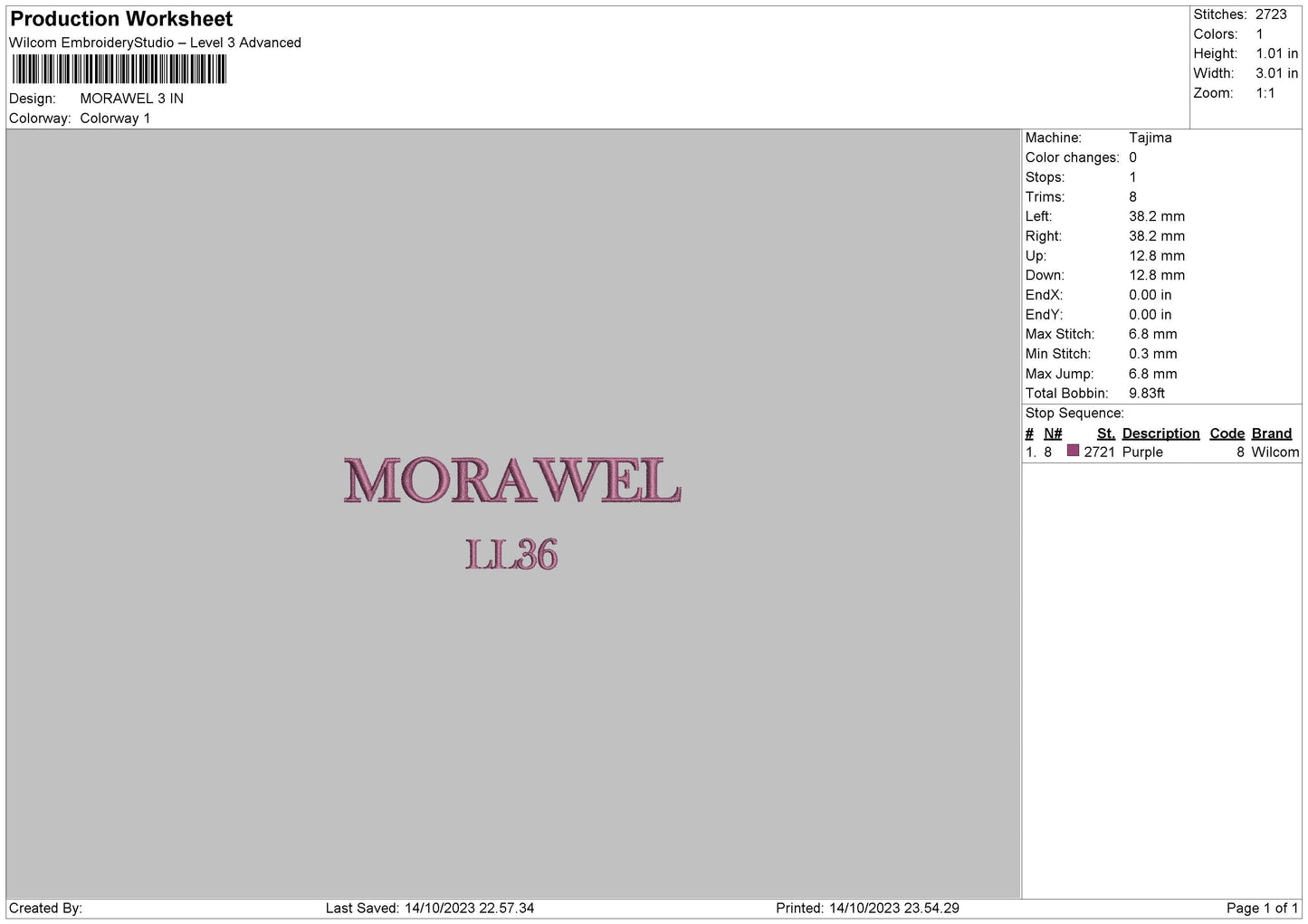 Morawel Embroidery File 6 sizes