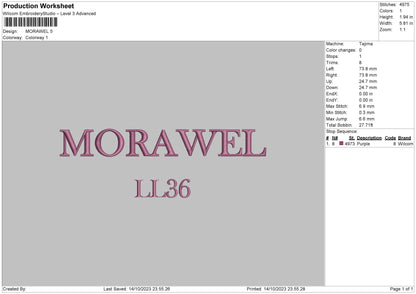 Morawel Embroidery File 6 sizes