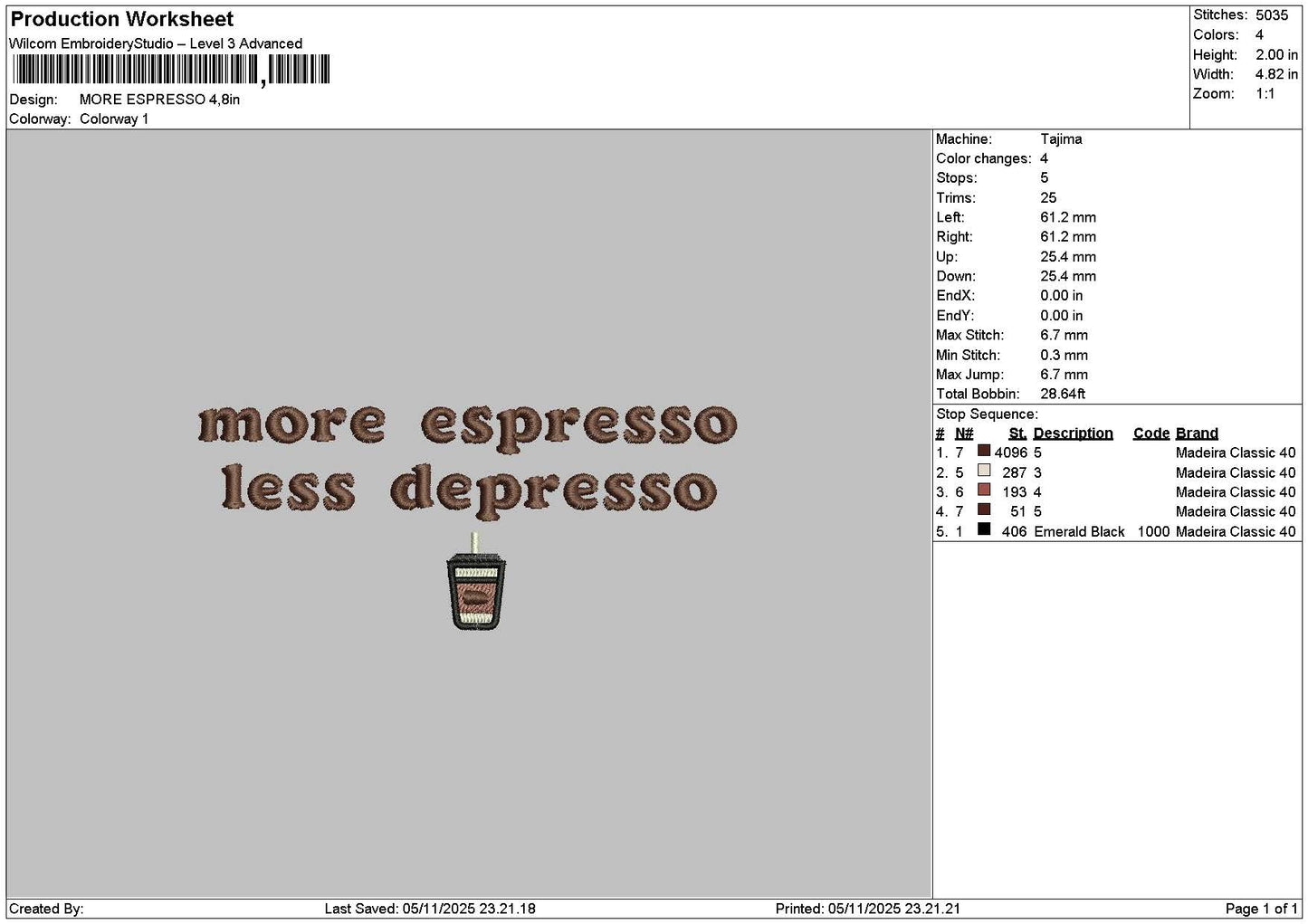 Moretext 0511 Embroidery File 6 sizes