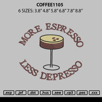 Coffee1105 Embroidery File 6 sizes