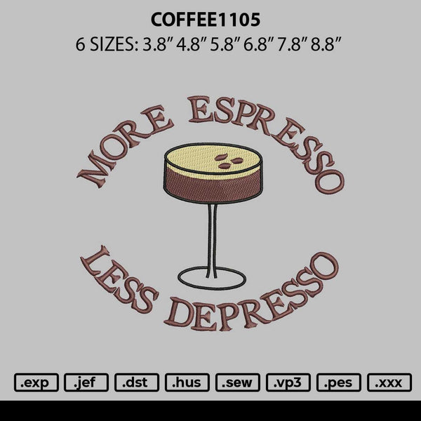 Coffee1105 Embroidery File 6 sizes