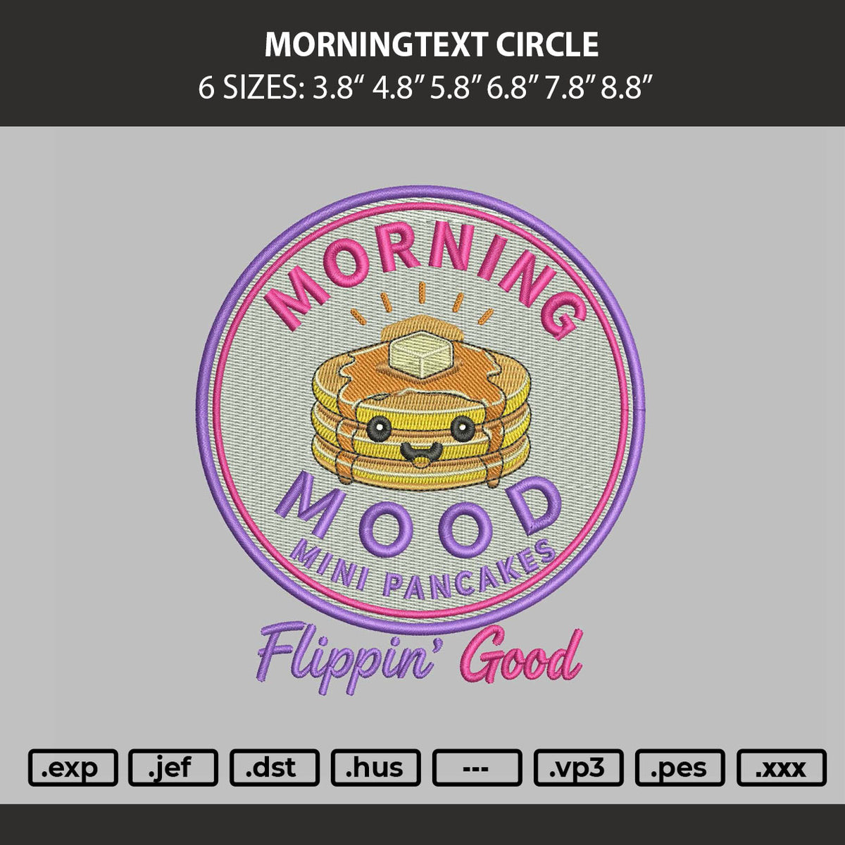 Morningtext Circle Embroidery Machine Design File 6 sizes