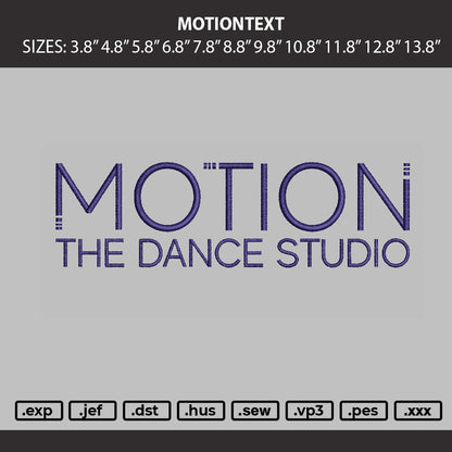 Motiontext Embroidery Machine Design File 6 sizes
