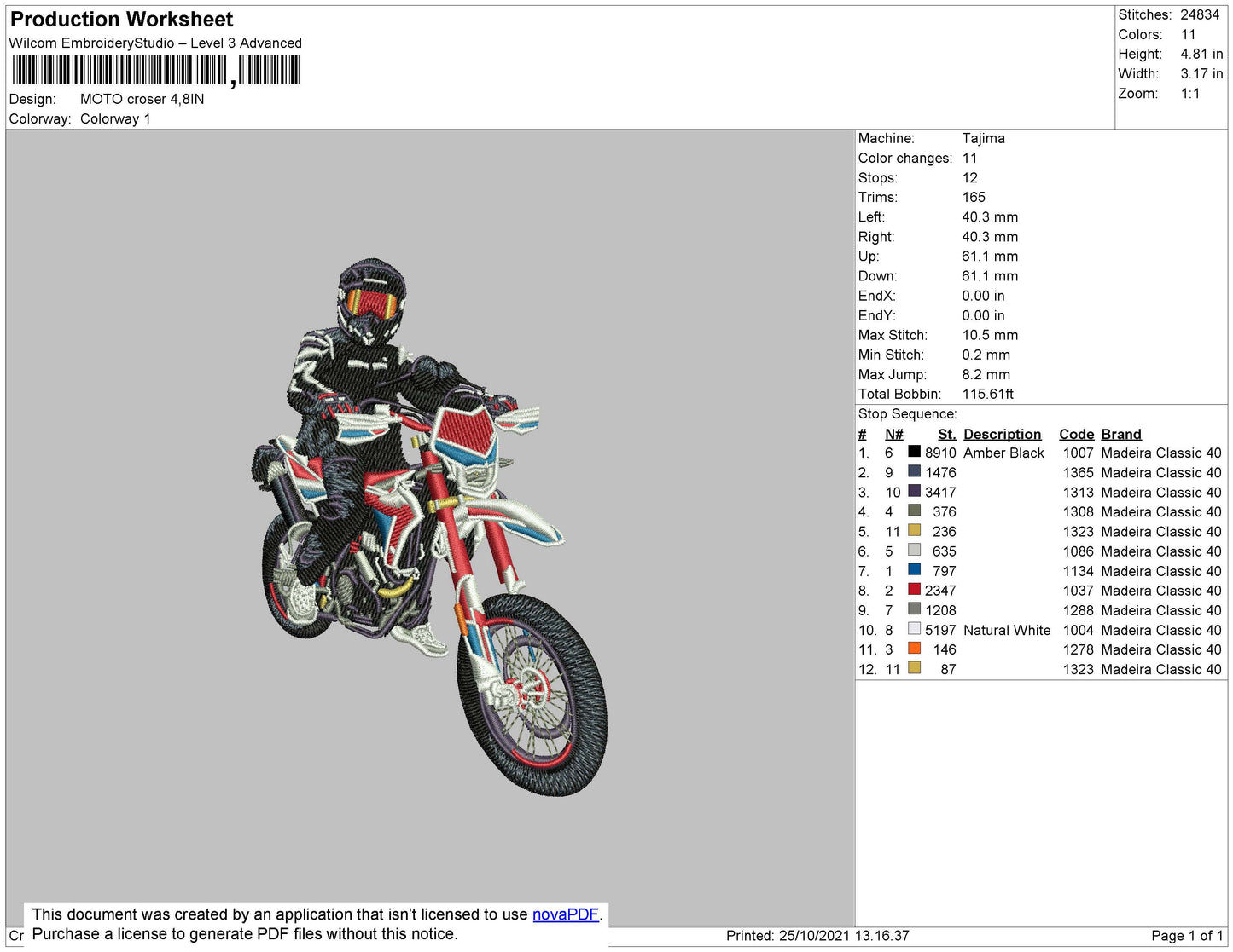 Moto Croser Embroidery File 4 size