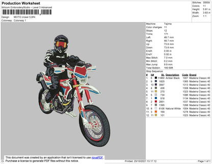 Moto Croser Embroidery File 4 size