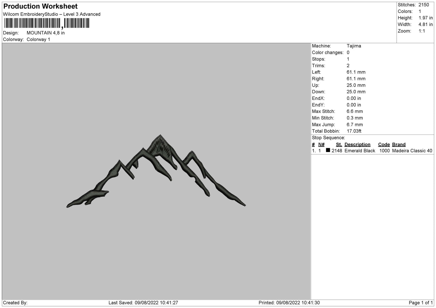 Mountain Embroidery File 4 sizes