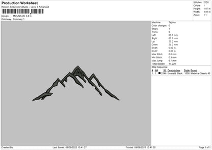 Mountain Embroidery File 4 sizes