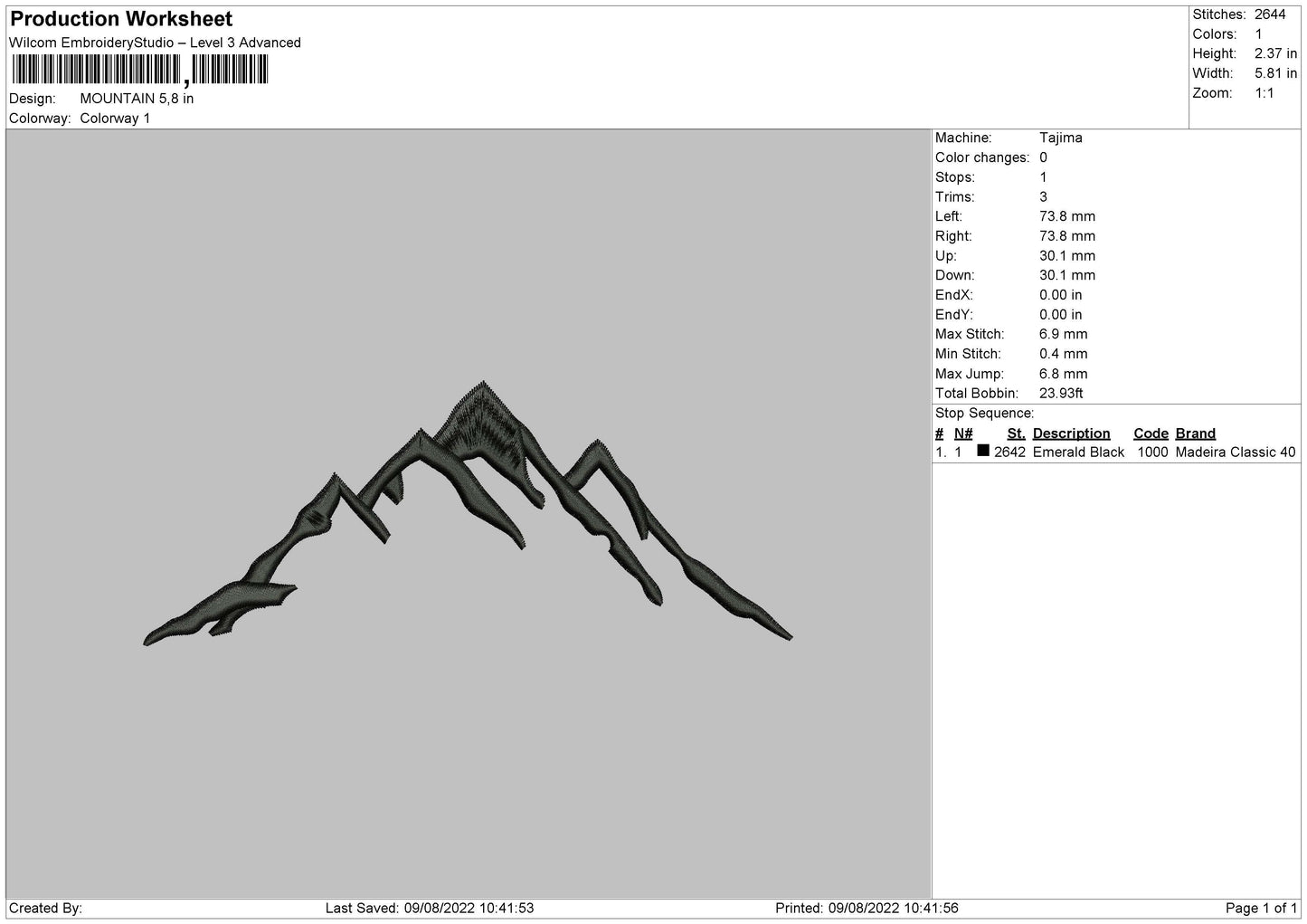 Mountain Embroidery File 4 sizes