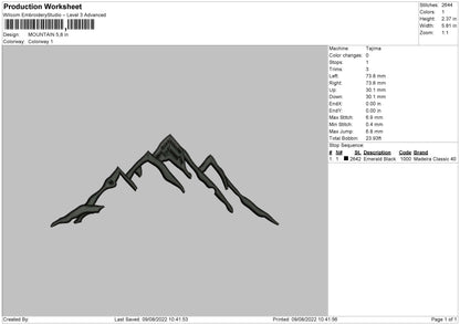 Mountain Embroidery File 4 sizes