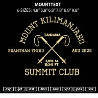 Mounttext Embroidery File 6 sizes