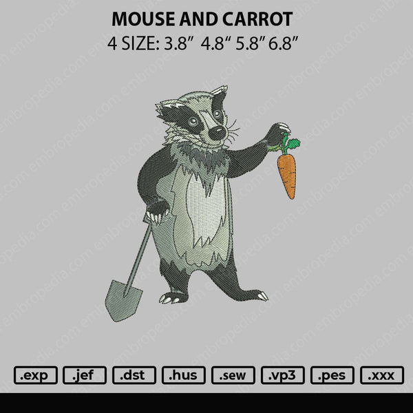 Mouse And Carrot Embroidery File 4 size