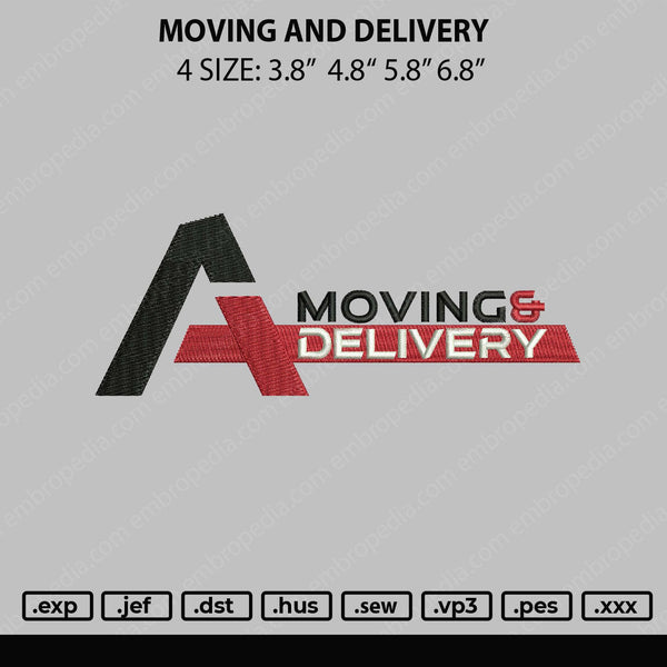 Moving And Delivery Embroidery File 4 size