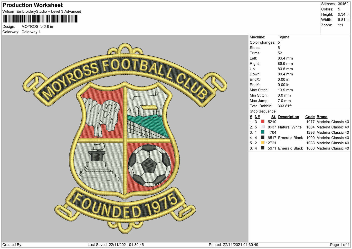 Moyros FC Embroidery File 4 size