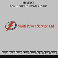 Mpstext Embroidery File 6 sizes